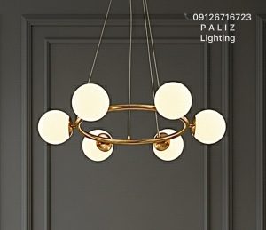 لوستر مدرن مولکولی گرد بدنه طلایی