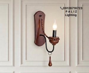 دیوارکوب روستیک مدل چوب راش رنگ فندوقی شاخه مشکی